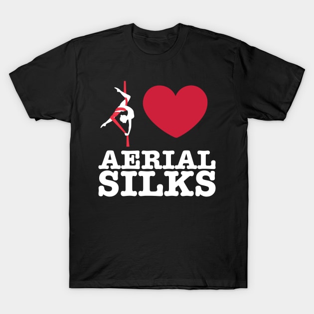 Love Aerial Silks Heart Aerial Acrobatics T-Shirt by thingsandthings